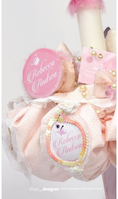 Lumanare de botez pentru fetite cu lebeda fermecata, Lebada Roz Pink Swan 1